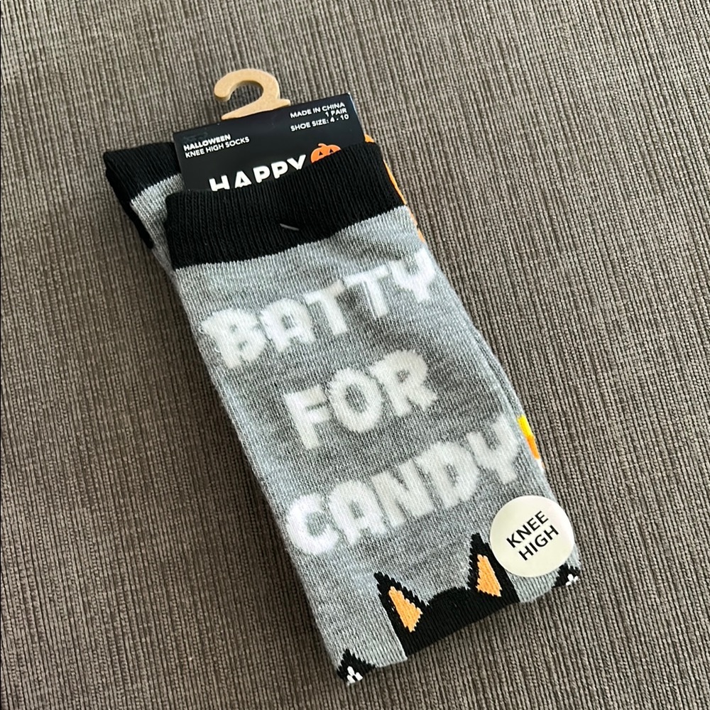 Halloween Knee High Socks Bat shoe size 4-10 NEW